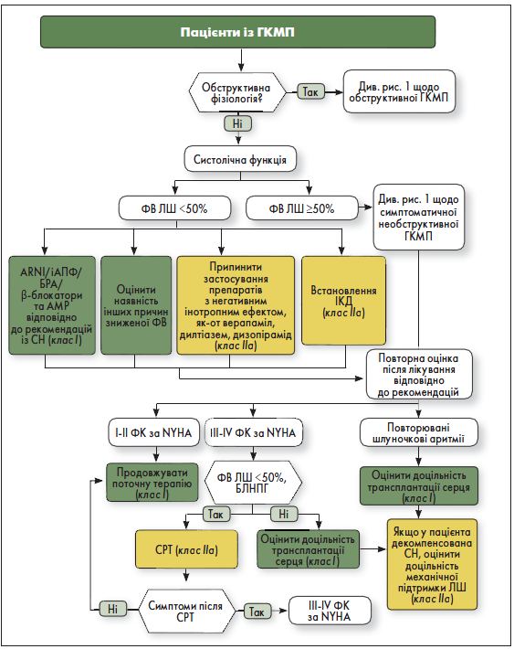 Рис. 2. Алгоритм ведення хворих на ГКМП та СН